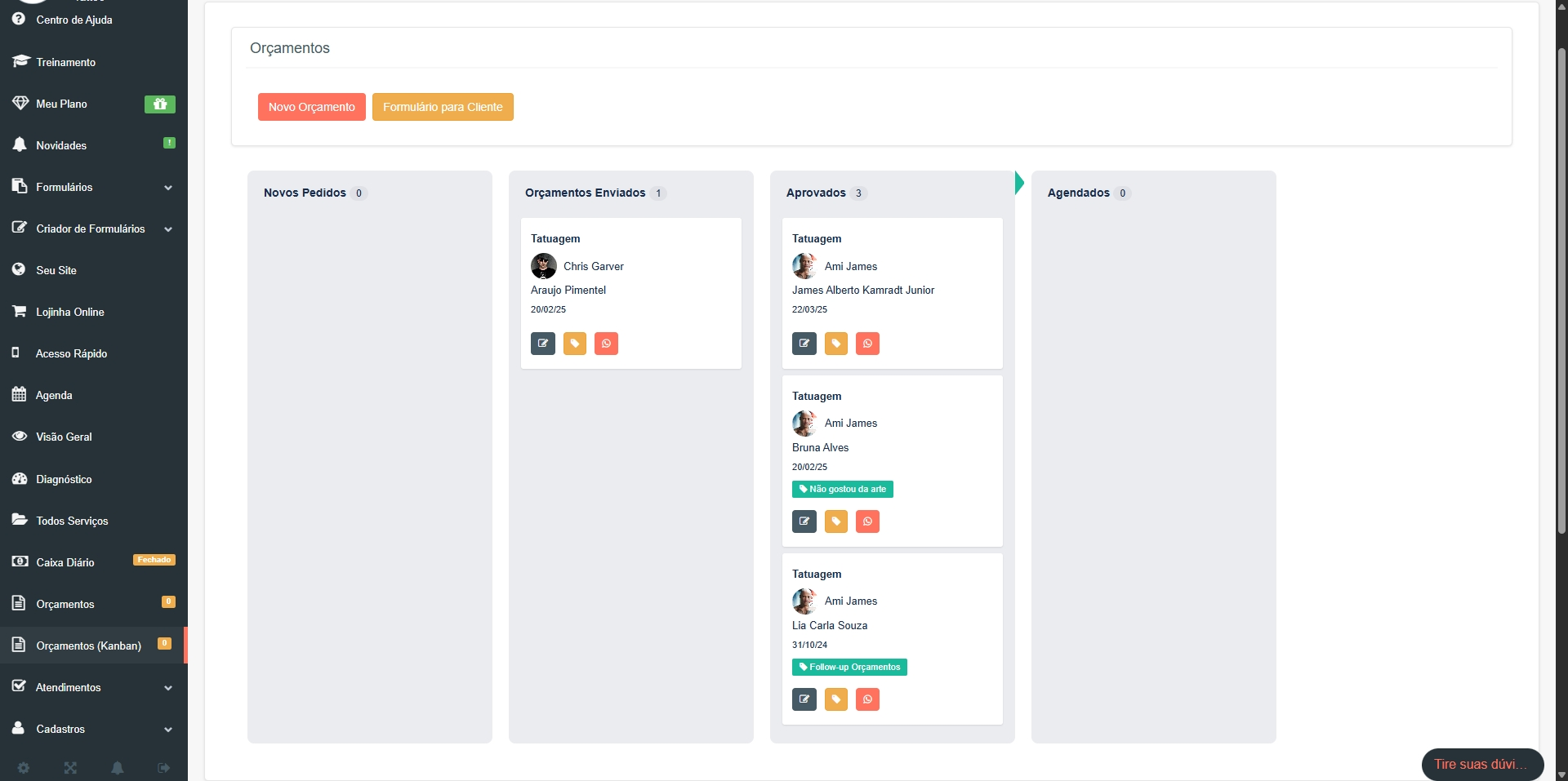 Kanban de Orçamentos